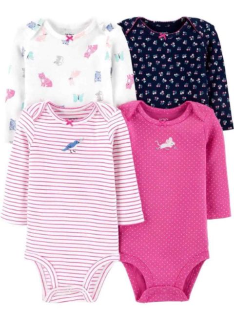 Set 5 body chip DÀI tay cotton xuất dư cho bé 0-24m