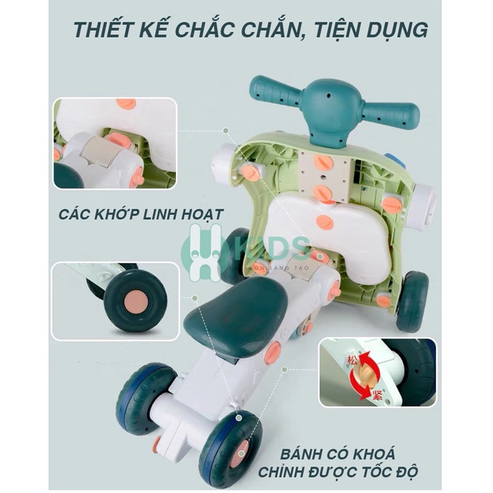 Xe tập đi đa năng 5in1 cho bé có khóa bánh an toàn, thay đổi chiều cao phù hợp