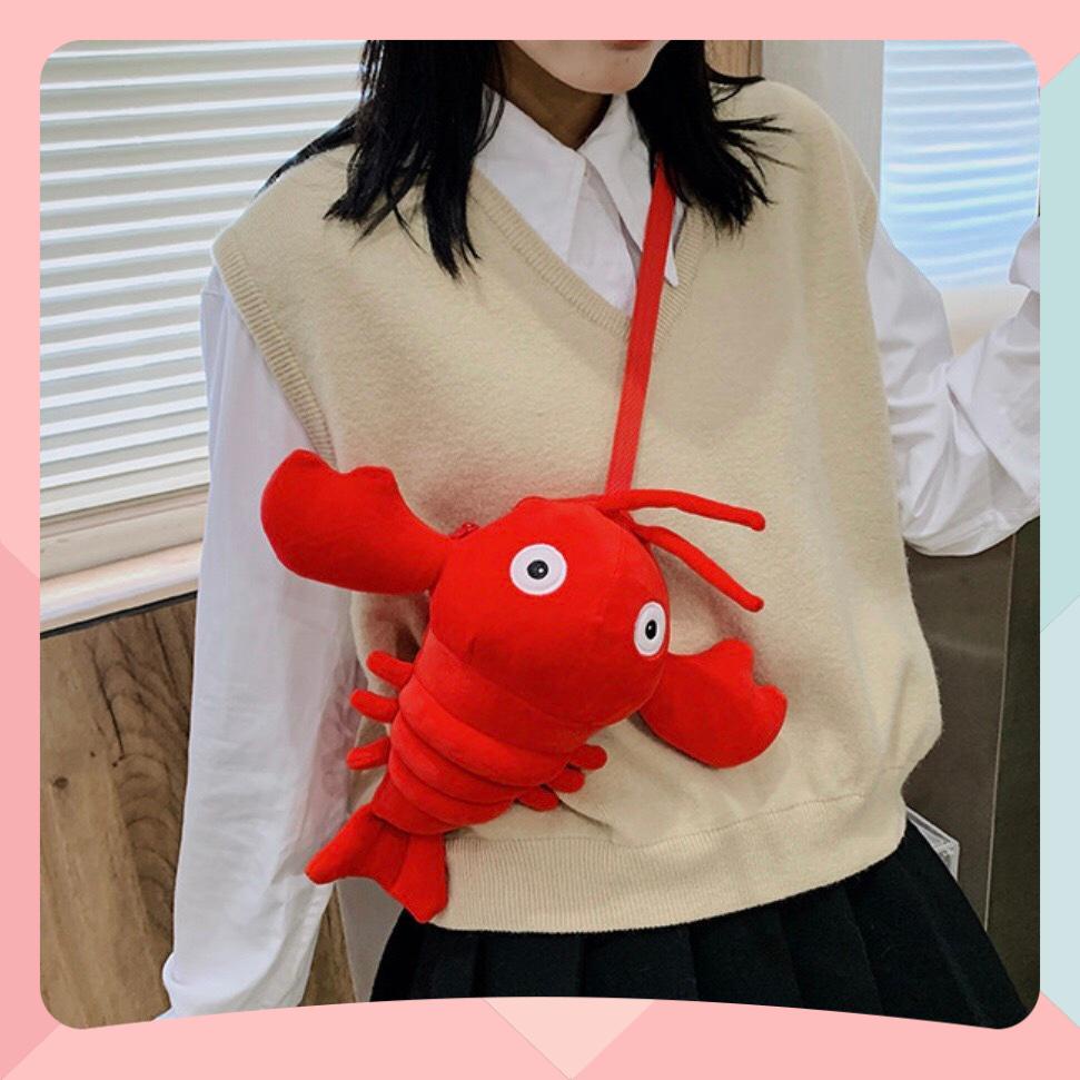 Túi Đeo Chéo Gấu Bông Hình Con Tôm - Túi Đeo Vai Con Tôm Xinh Xắn