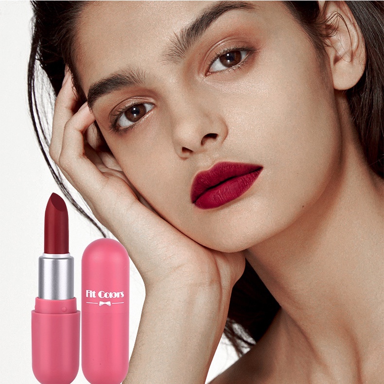 Son Môi Mini Màu Nhung Lì Mịn Mượt Kháng Nước Không Dính Cốc Dưỡng Ẩm Lâu Trôi Hình Viên Thuốc Con Nhộng