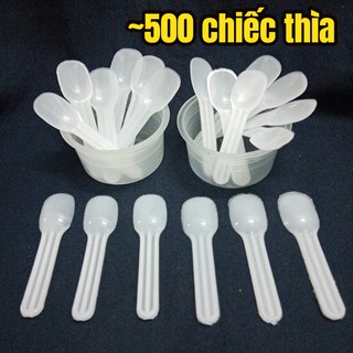 Nửa kí muỗng thìa nhỏ (~500 chiếc) nhựa trắng loại xịn dùng ăn sữa chua, bánh flan, kem, rau câu, chè xôi