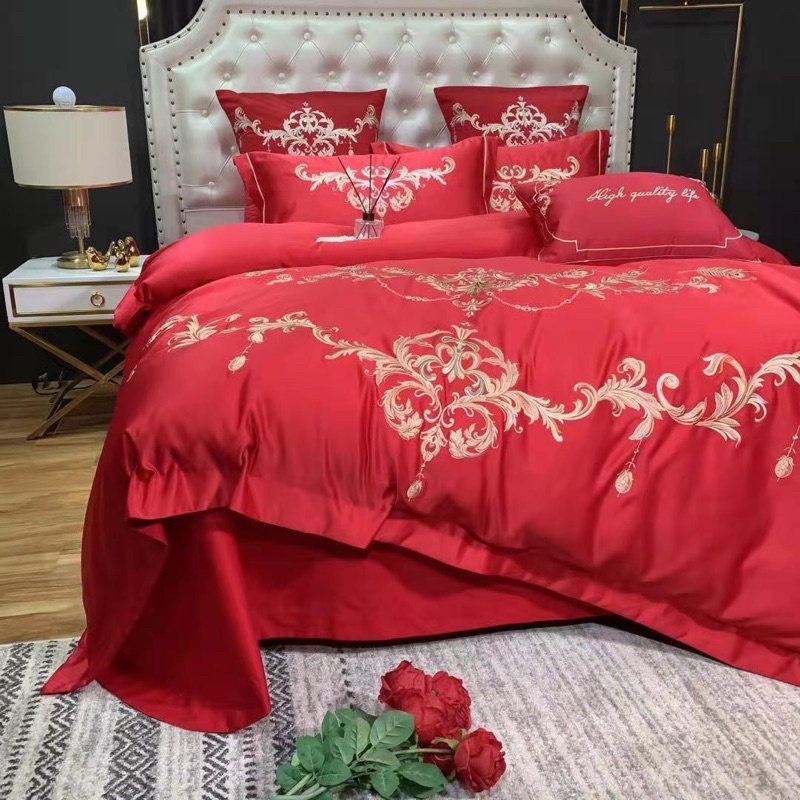 BỘ CHĂN GA GỐI LỤA THÊU HOA CAO CẤP