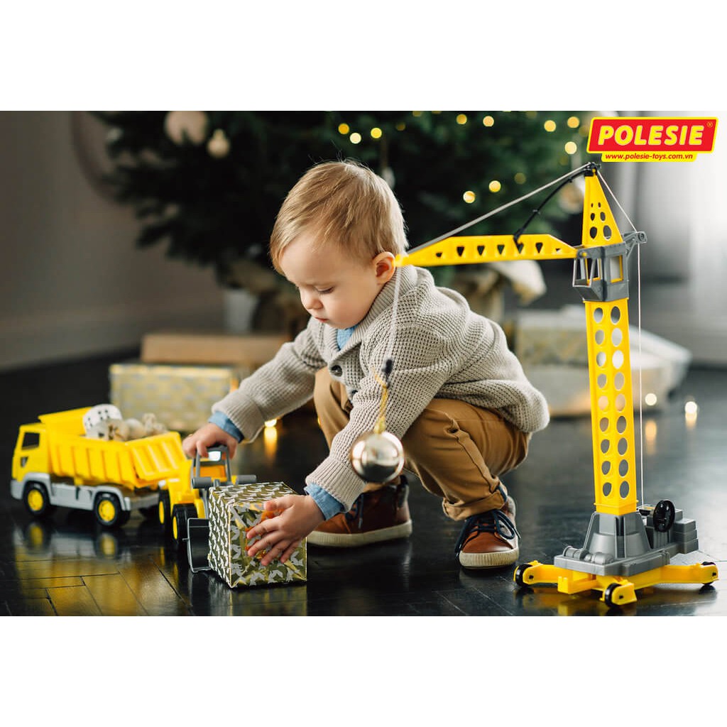 Cần Cẩu Tháp Số 2, 4 bánh, Polesie Toys, Màu Đỏ