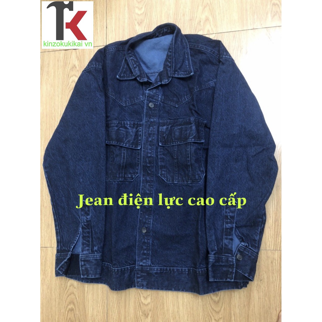 Quần áo jeans thợ hàn, điện lực màu xanh vải đẹp - đủ size