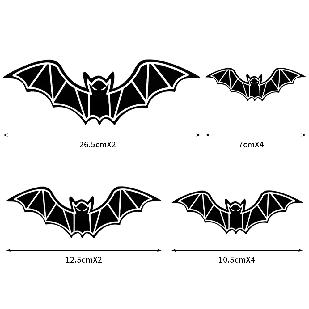 Bộ 12 Đề Can Dán Cửa Sổ / Cửa Ra Vào Họa Tiết Dơi 3D Màu Đen Dạ Quang Chống Thấm Nước Có Thể Tháo Rời