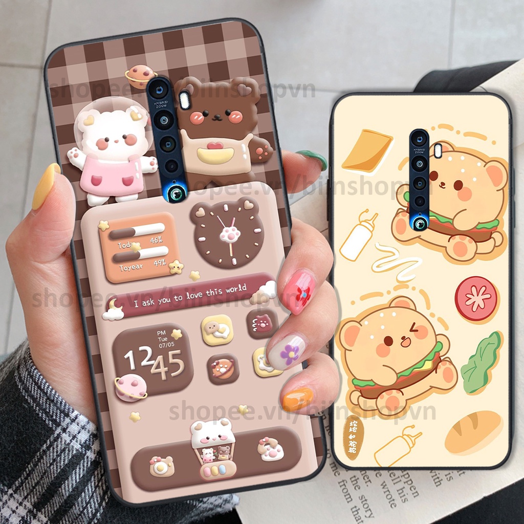 Ốp Oppo Reno 2f / Reno2 F in hình gấu chocolate kẹo ngọt siêu đẹp siêu xinh