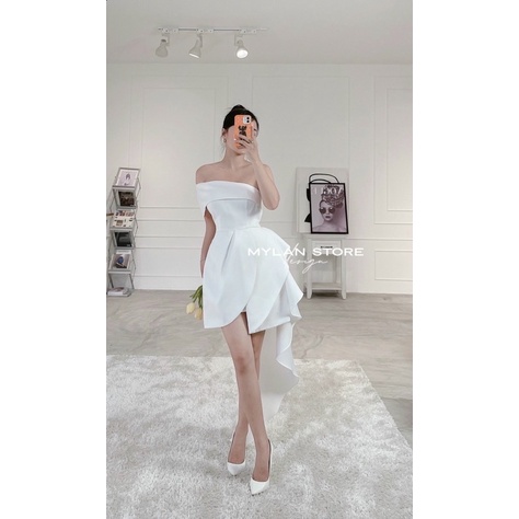 ĐẦM THIẾT KẾ MYLAN STORE TRẮNG CHẤT LỤA CAO CẤP MỀM MÁT