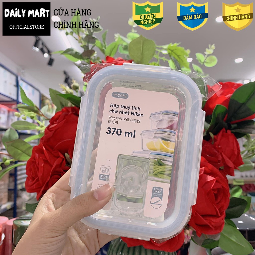 [4 Size] Hộp Thủy Tinh Đựng Thực Phẩm, Hộp Bảo Quản Thức Ăn Dạng Chữ Nhật NIKKO Inochi | BigBuy360 - bigbuy360.vn