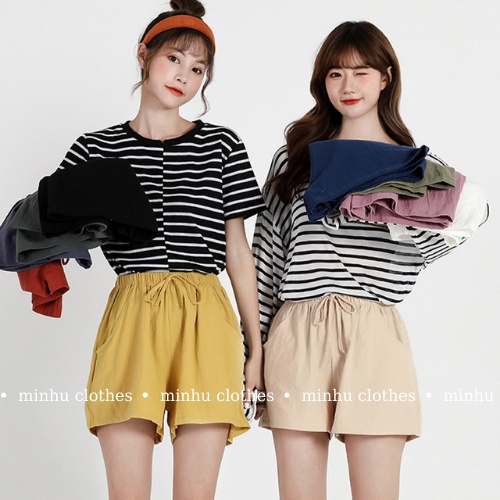 Quần short đũi nữ ống rộng MINHU CLOTHES, quần đùi sooc nữ chất đũi cá tính siêu đẹp