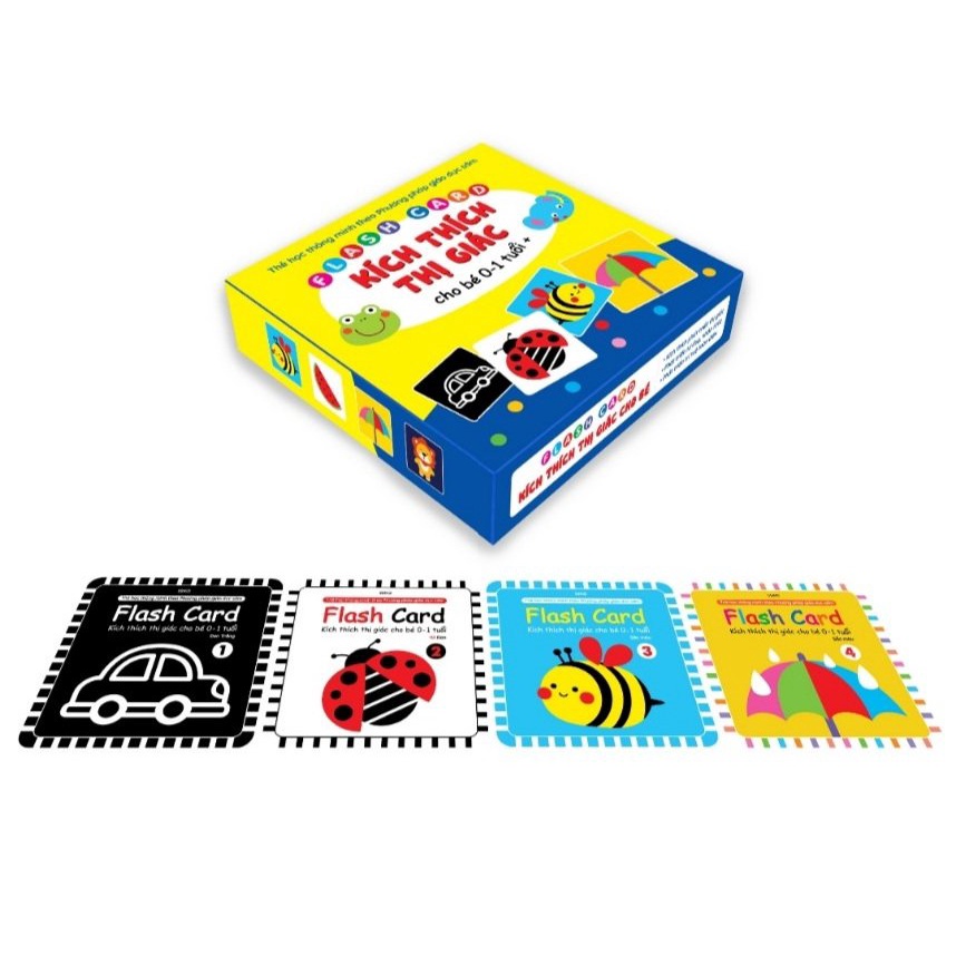 Bộ thẻ Flashcard thẻ kích thích thị giác đen trắng cho bé sơ sinh theo Montessori Glenn Doman giáo dục sớm