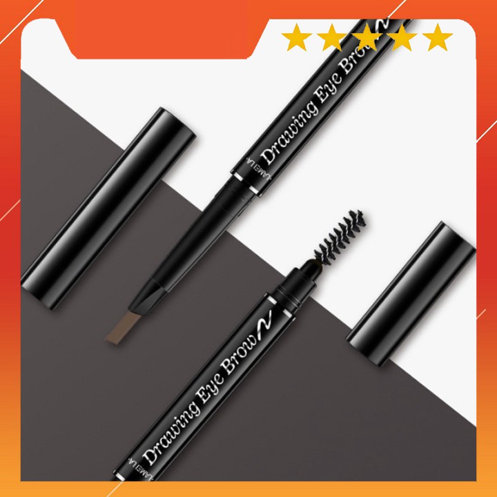 Chì kẻ mày double effect Lameila 02 đầu siêu mịn bền màu Xuka Cosmetic