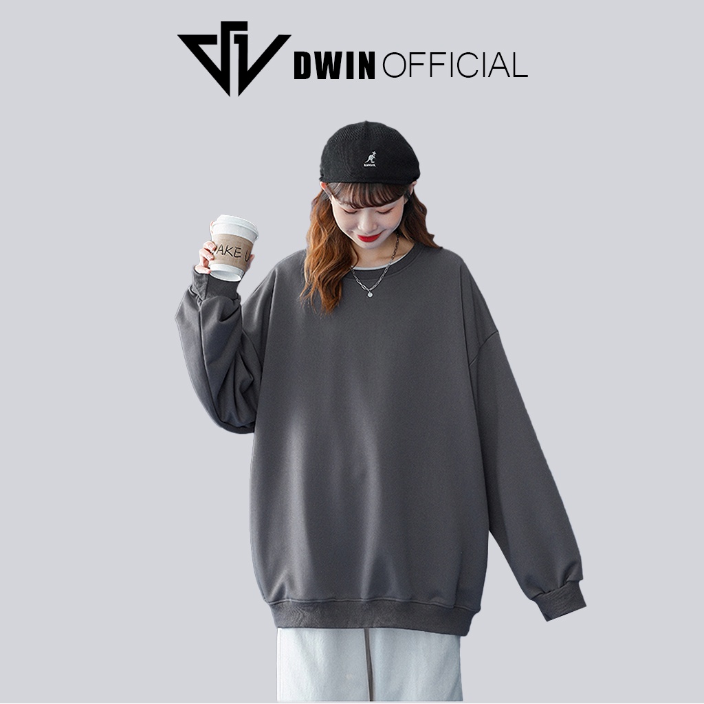 Áo sweater nỉ Black T Shirt unisex DWIN basic nam nữ form rộng oversize local brand SP00112