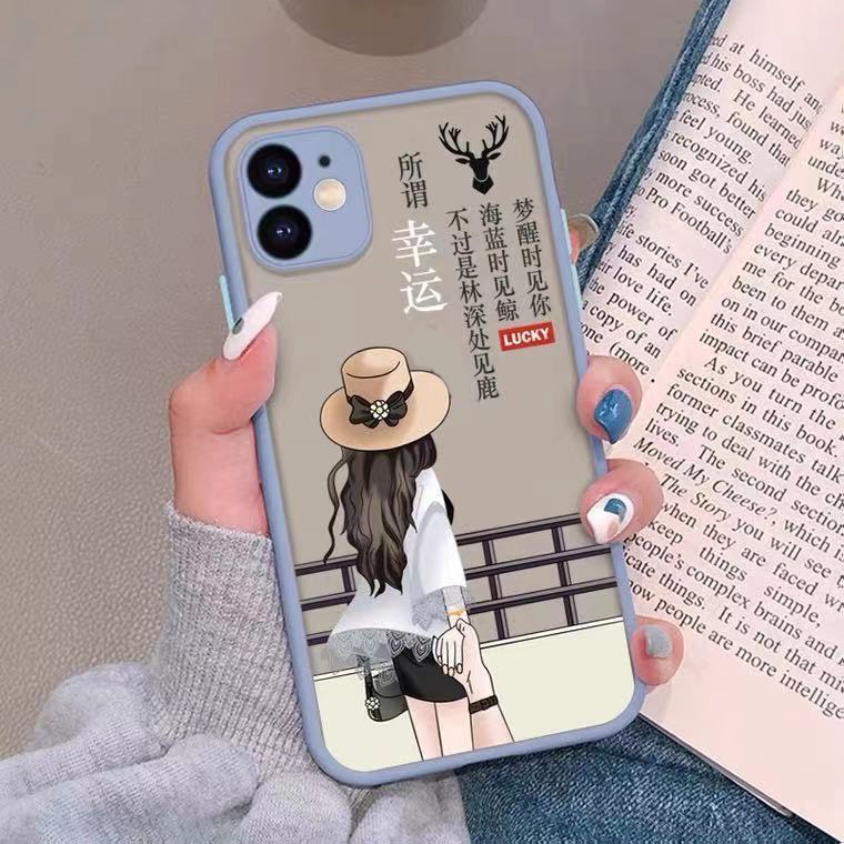 Ốp Điện Thoại TPU Mềm Hình Cô Gái May Mắn Cho Compatible For IPhone 13 12 Mini 11 Pro X XR XS Max SE 2020 6 6S 7 8 Plus