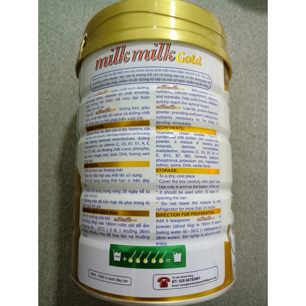 Sữa Milkmilkgold Grow IQ - Phát Triển Chiều Cao - 900gr