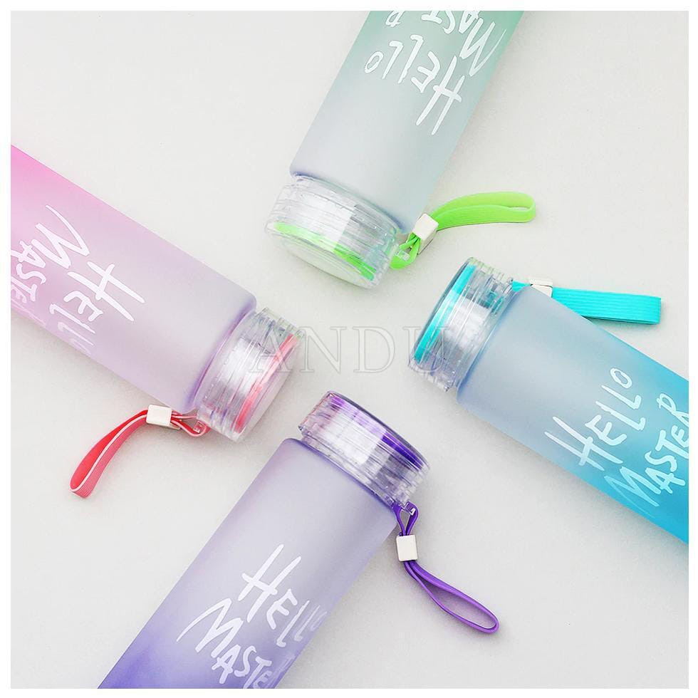 Bình Nước Thủy Tinh Hello Master, Chai Thủy Tinh Đựng Nước To 450ml Siêu Hot Có Dây Cầm