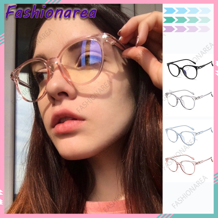 Mắt Kính Gọng Tròn Trong Suốt Chống Ánh Sáng Xanh Chống Bức Xạ Cho Nữ