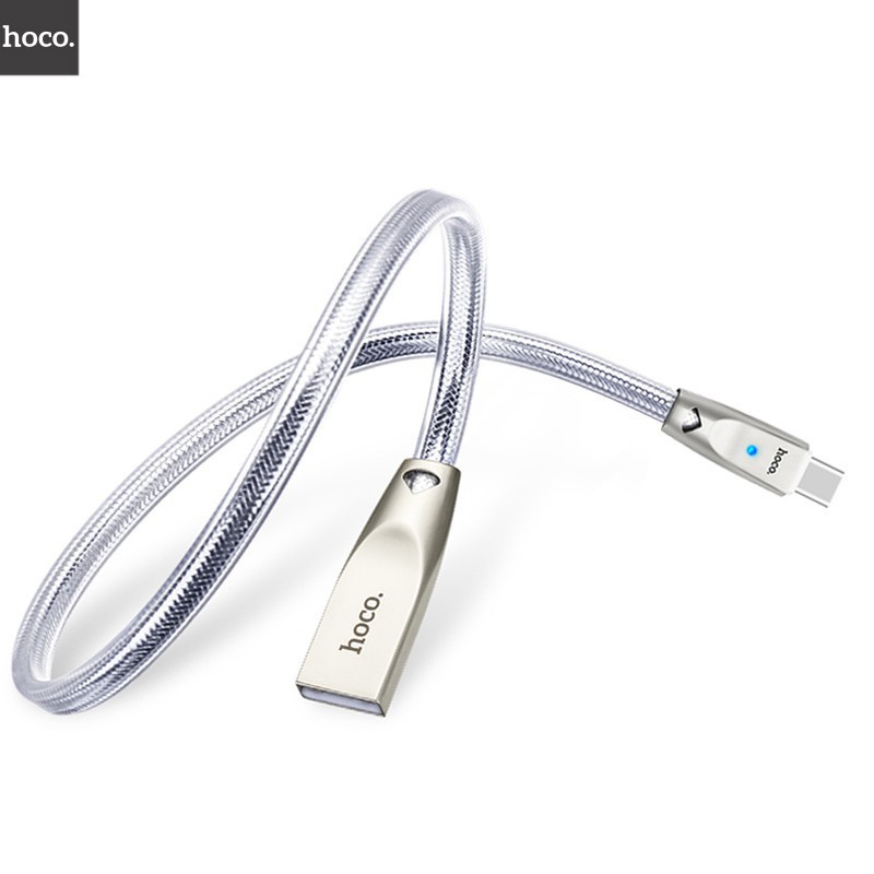 Cáp Sạc Cao Cấp Hoco U9 Micro USB / Type C dài 1.2 Mét- Đèn Led Hiện Thị thông Minh -  Chống Rối Chống Gãy