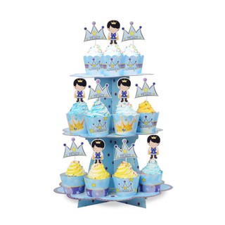 (XẢ KHO) THÁP BÁNH CUPCAKE 3 TẦNG CHỦ ĐỀ SINH NHẬT, PHỤ KIỆN GIẤY TRANG TRÍ TIỆC