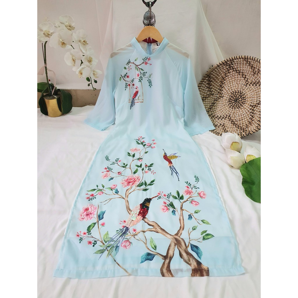 Áo dài nữ 🎀FREESHIP🎀 Áo dài cách tân đính hạt tay phối voan ao dai dinh da | BigBuy360 - bigbuy360.vn