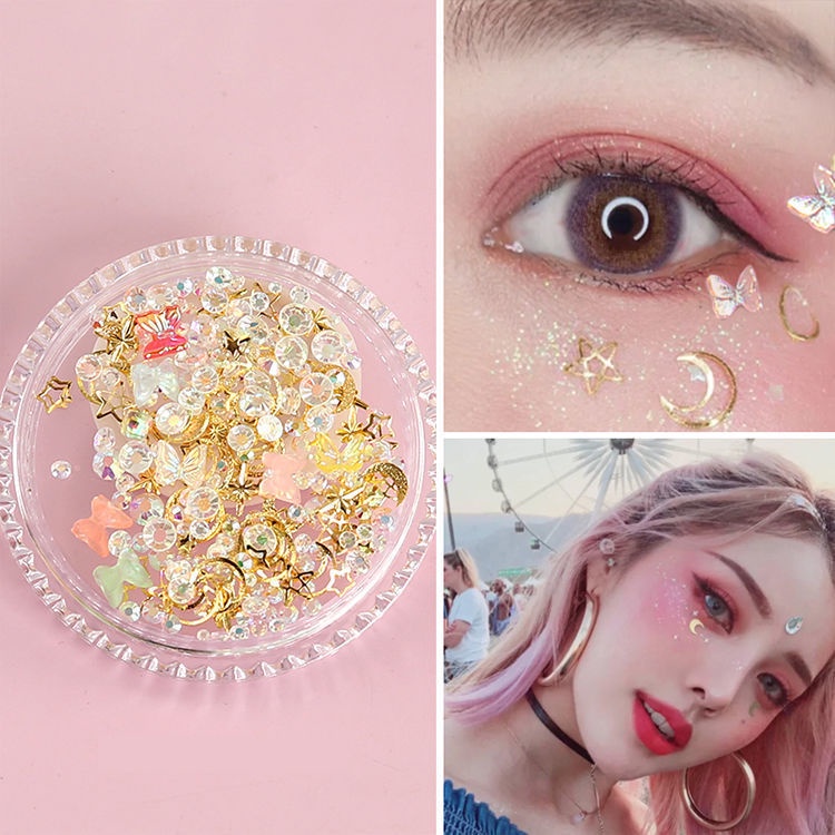 Miếng Dán Trang Điểm Mắt Lấp Lánh Tạo Hiệu Ứng Kim Cương Sáng Bóng