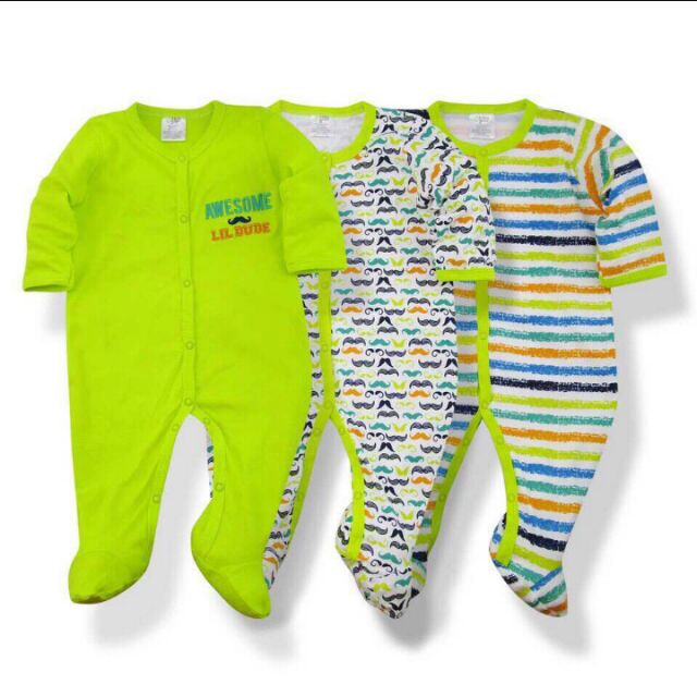 Set 3 body suit Baby Gear ( liền chân + ko liền chân)