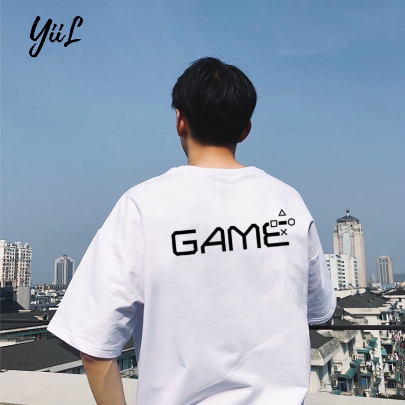 [ AT0104] Áo thun nam nữ - Áo phông Unisex họa tiết GAME form rộng dáng rông, oversize , 2 màu TRẮNG ĐEN