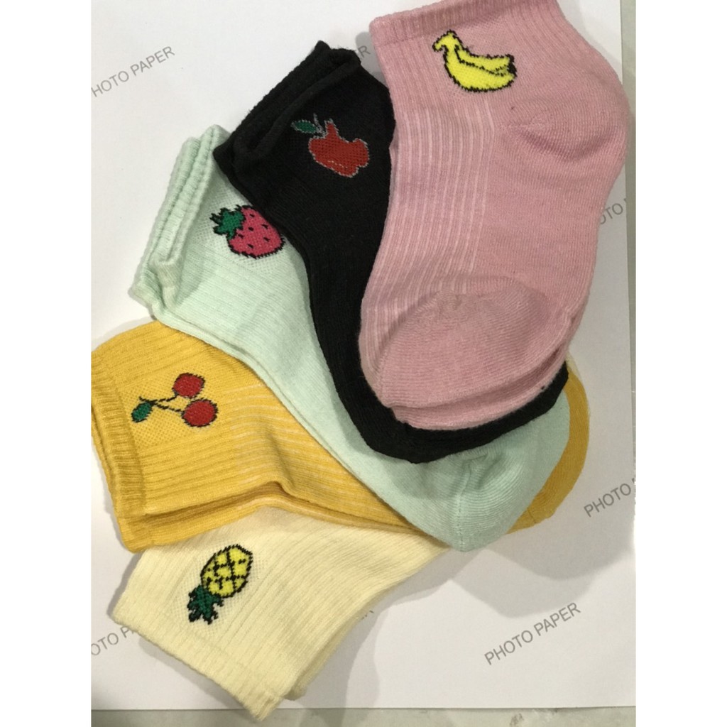 Combo 5 đôi tất nữ cổ ngắn hình hoa quả siêu dễ thương, thời trang