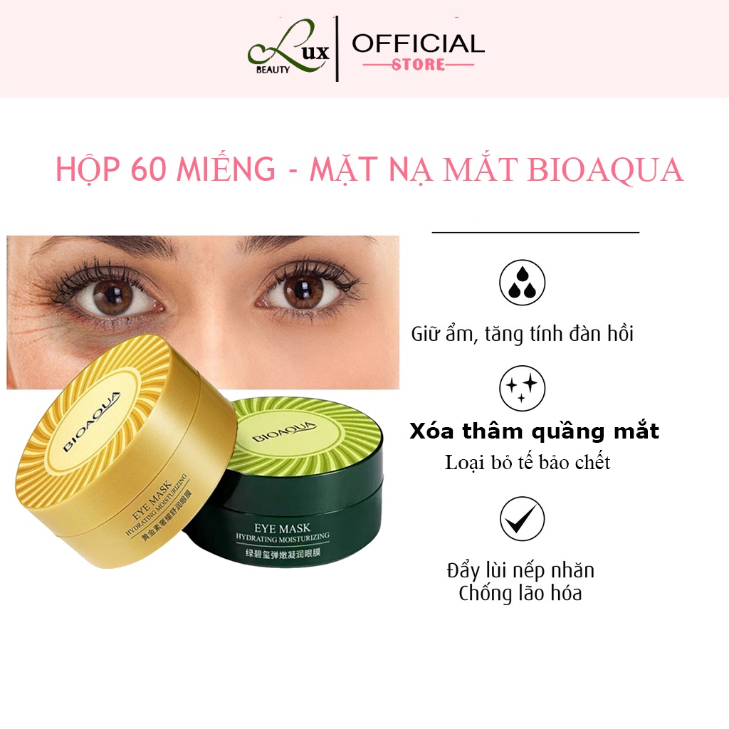 Hộp 60 Miếng Mặt Nạ Dưỡng Mắt, Giảm làm mờ Quầng Thâm, Bọng Mắt, Nhăn Mắt BioAQUA