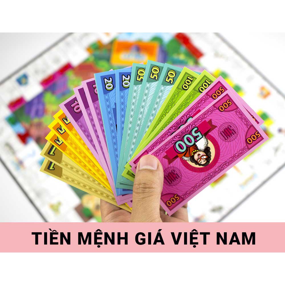 Cờ tỷ phú Monopoly Việt hoá tiếng Việt cỡ lớn giá rẻ, tiền Việt polime trò chơi gia đình học làm giàu