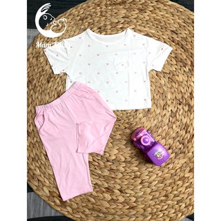 Bộ Quần Áo Cộc Bé Gái Nous Kid Lửng Trái Tim (Size Từ 2-3 Tuổi Đến 5-6 Tuổi)