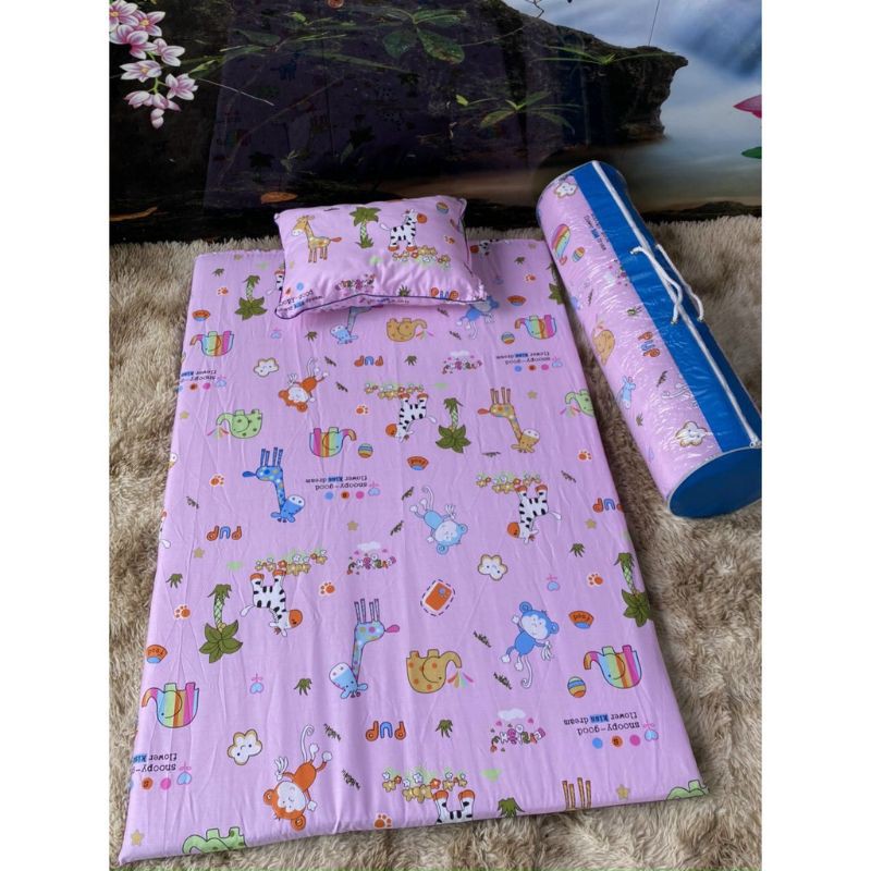 sét nệm kèm gối cho bé, chất cotton xịn mát