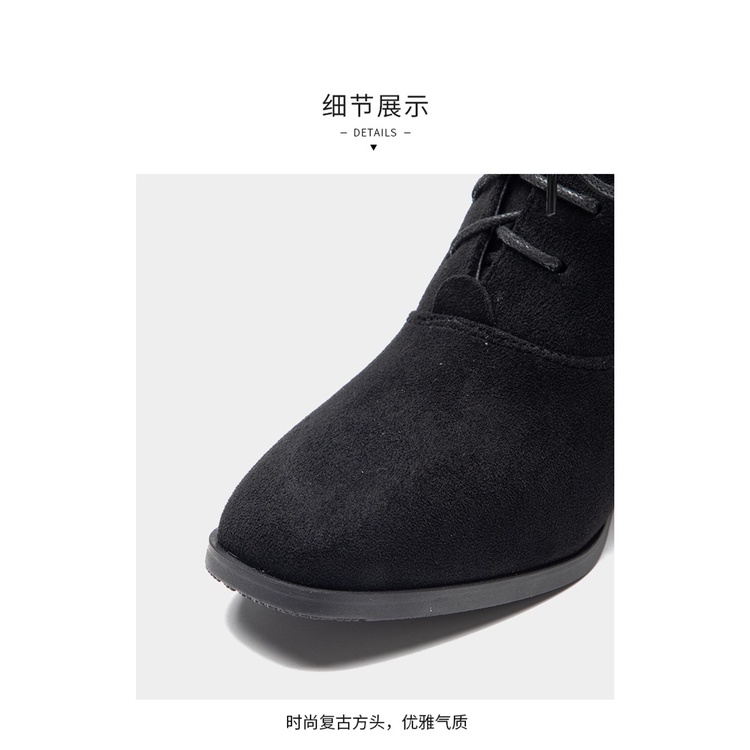 Bốt cao gót, bốt nữ dusto chất da lộn mềm công sở cao cấp đi êm chân trẻ trung cá tính cao 6 phân màu đen B02 | BigBuy360 - bigbuy360.vn