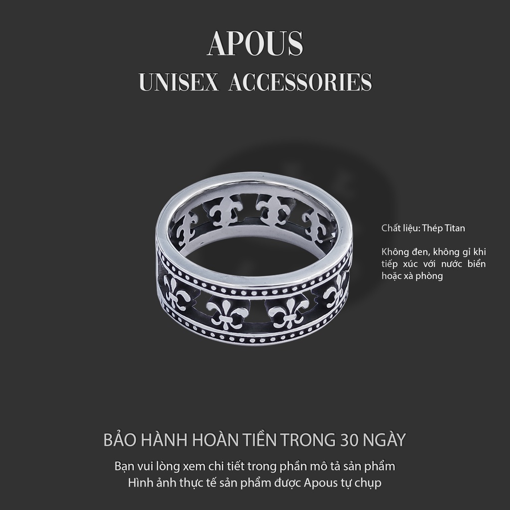 Nhẫn nam nữ Chrome Heart Style N004 - Thép Titan - Phụ kiện trang sức Unisex Apous