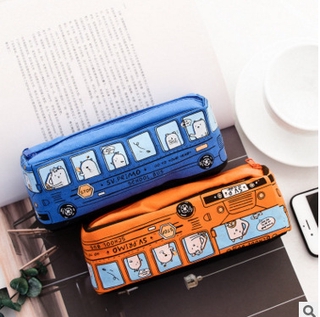 Hoạt Hình Hoạt Hình Xe Buýt Bút Chì Trường Hợp Sinh Viên Văn Phòng Phẩm Động Vật Nhỏ Xe Buýt Hộp Đựng Bút Chì Xe Buýt Nam Nữ Vải Văn Phòng Phẩm Hộp