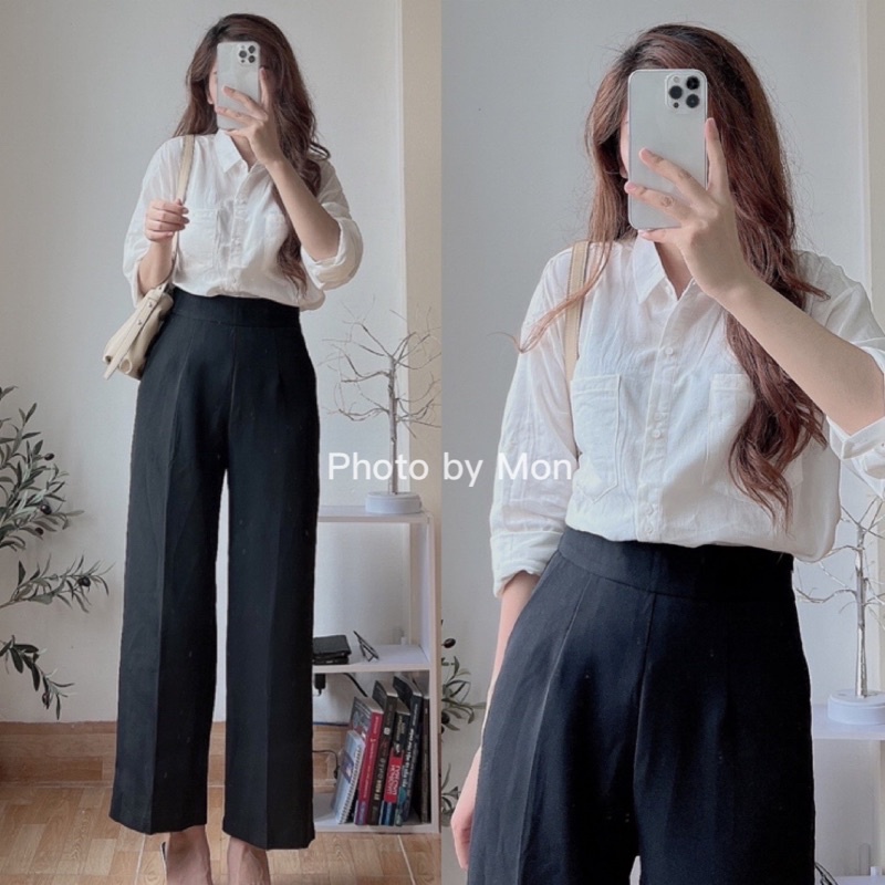 Quần tây ống rộng dây kéo hông  #QT448