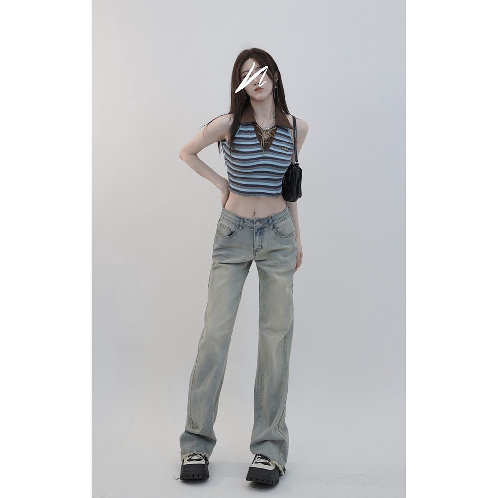 Áo Thun POLO Ngắn Ôm Dáng Thắt Dây Họa Tiết Kẻ Sọc Phong Cách Hàn Quốc Thời Trang Xuân Hè Hàng Mới Dành Cho Bạn Nữ