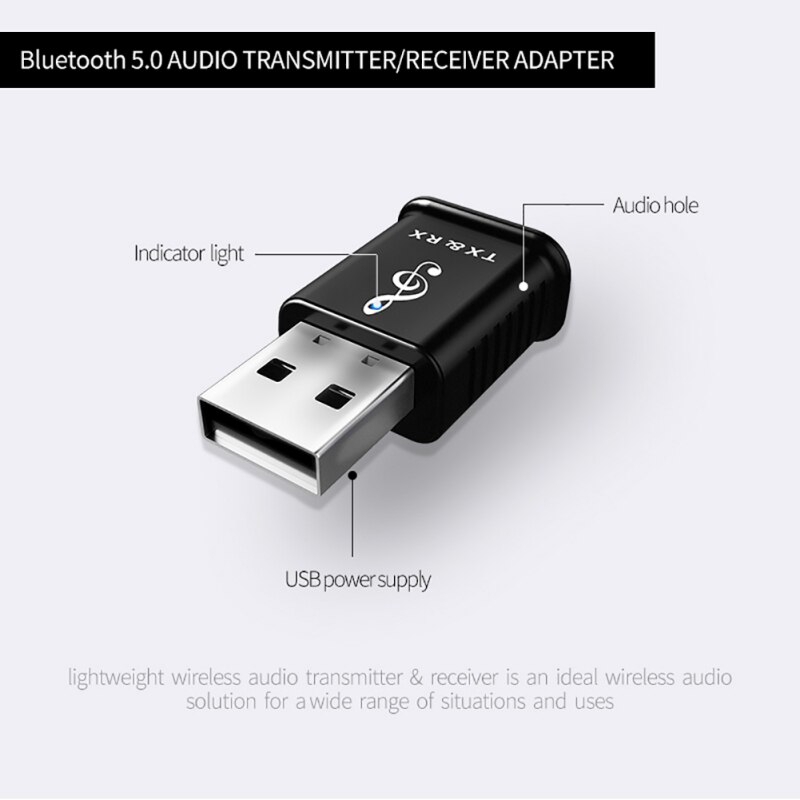 USB thu tín hiệu âm thanh Bluetooth 5.0 2 trong 1 tiện dụng cho xe hơi/ tivi/ máy tính