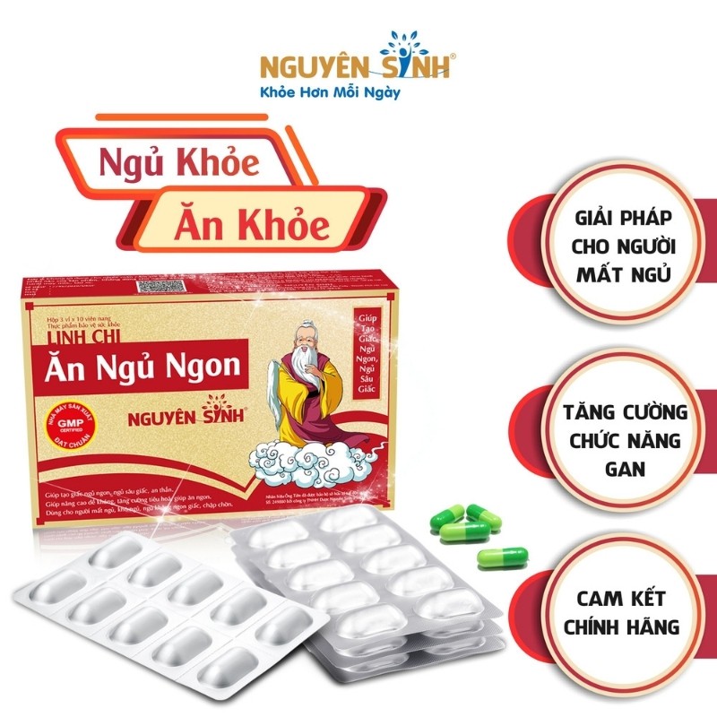 Linh chi ăn ngủ ngon Nguyên Sinh, thực phẩm chức năng hỗ trợ, ăn ngon, ngủ sâu LC004