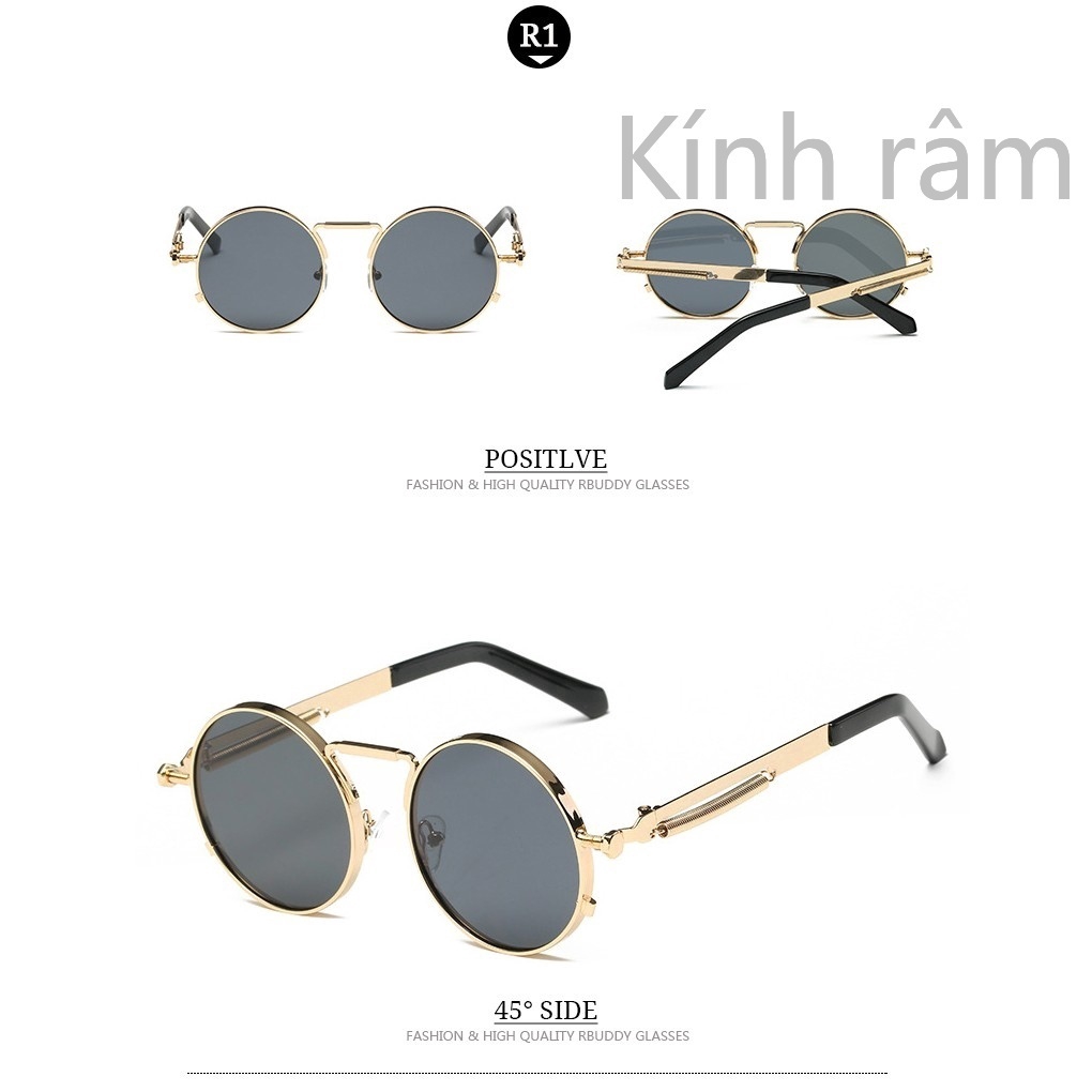 Kính mát hình tròn gọng kim loại chống nắng UV400 cá tính dành cho nam