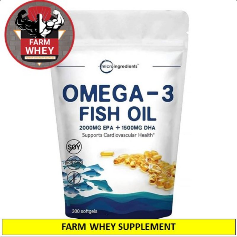Viên Uống Dầu Cá Micro Ingredients Omega3 Fish Oil 300 Viên hàm lượng cao ( 666mg EPA + 500mg DHA)