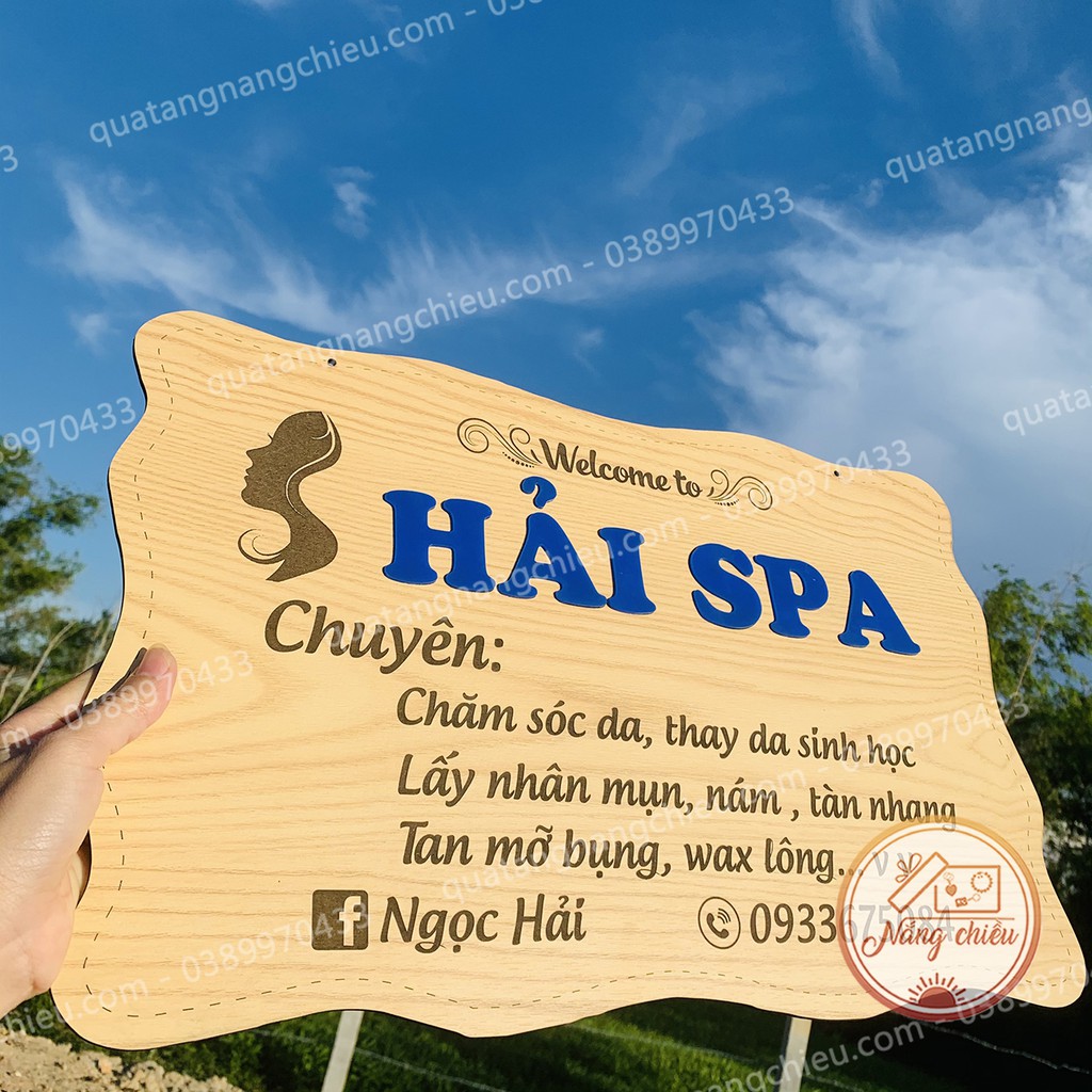 Bảng treo cho thẩm mỹ viện, spa, tiệm cắt tóc gội đầu_ bảng treo shop khắc theo yêu cầu