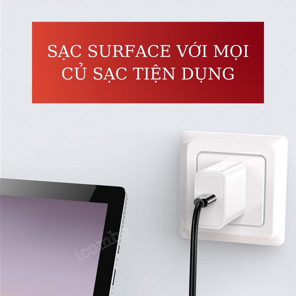 Cáp sạc type-c cho surface pro 3,4,5,6,7/ surface laptop 1,2,3/ surface book 1,2,3