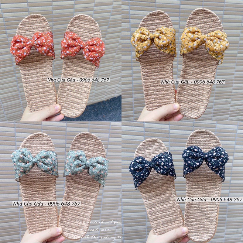 Dép cói nơ hoa 4 màu cực xinh