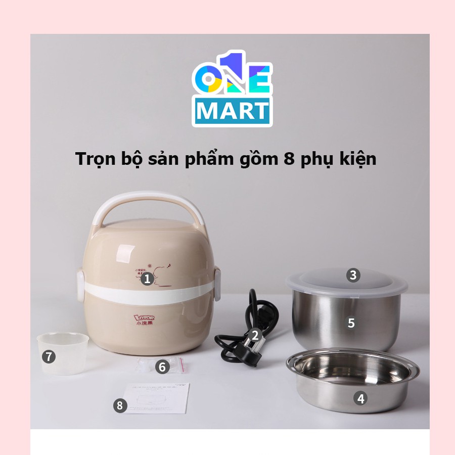 [2 Tầng] Hộp cơm cắm điện, hâm nóng giữ nhiệt Lotor Innox 304 siêu bền xinh xắn tiện dụng