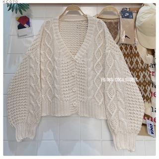 [KC070]🧸🧸🧸 Áo cardigan len vặn thừng dáng lửng (Có sẵn/ảnh thật)