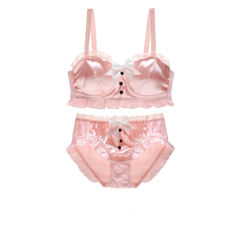Set Đồ Lót Bằng Lụa Satin Thoải Mái Phong Cách Lolita Quyến Rũ Cho Nữ