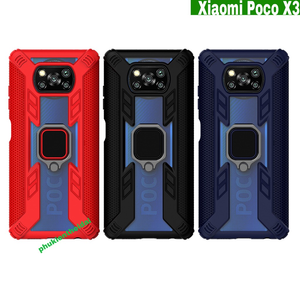 Ốp lưng Xiaomi Poco X3 chống sốc siêu nhân nhẫn hút Iring cao cấp