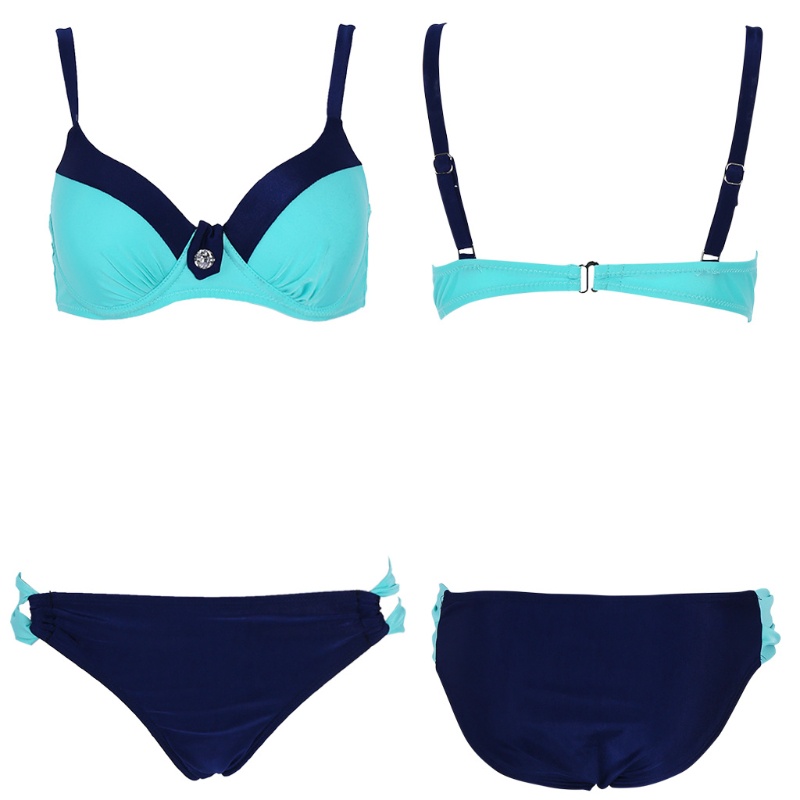 Bộ Đồ Bơi Bikini Hai Mảnh Có Đệm Nâng Ngực Màu Sắc Tương Phản Dành Cho Nữ
