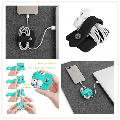 Phụ Kiện Quấn Dây Cáp/Tai Nghe/Dây Cáp USB Bằng Silicone Thiết Kế Đơn Giản Tiện Dụng