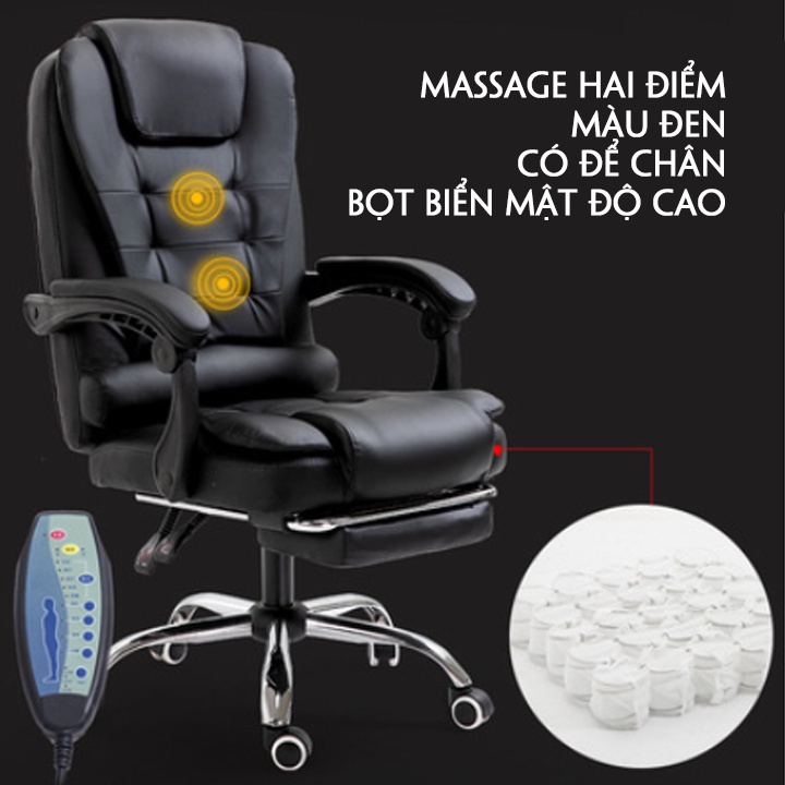 Ghế Văn Phòng Chân Xoay Massage Lưng - Ghế Văn Phòng Cao Cấp Ngả Lưng 135 độ